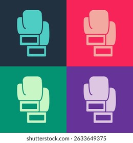 Pop art Boxing glove icon isolated on color background.  Vector