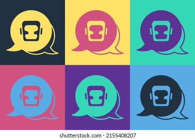 Pop art Boxing helmet icon isolated on color background.  Vector