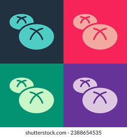 Pop art Bread loaf icon isolated on color background.  Vector