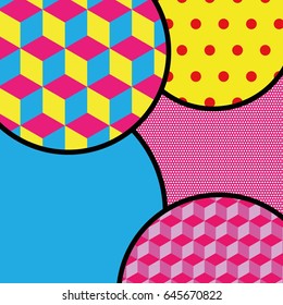 Pop art bright background. Dotted pattern. Geometric seamless pattern. Pop art background. Vector illustration.