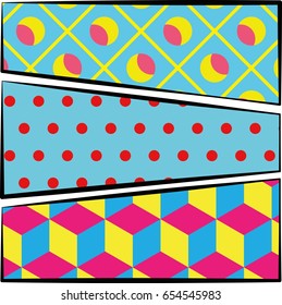 Pop art bright background. Dotted pattern. Geometric seamless pattern. Pop art background. Vector illustration.