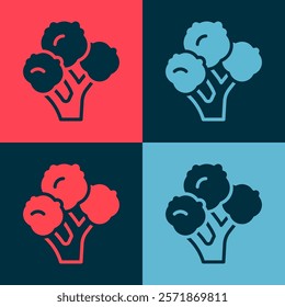 Pop art Broccoli icon isolated on color background.  Vector