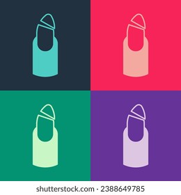 Pop art Broken nail icon isolated on color background. Cracked fingernail.  Vector