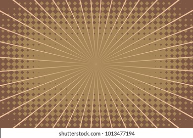 Pop art brown background, retro comic rays illustration