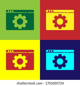 Pop Art Browser Einstellung Symbol einzeln auf Farbhintergrund. Einstellung, Wartung, Instandsetzung, Reparatur, Reparatur. Vektorillustration-Illustration