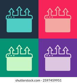 Pop art Browser window icon isolated on color background.  Vector