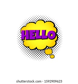 Pop Art Bubble Speech with Hello Text