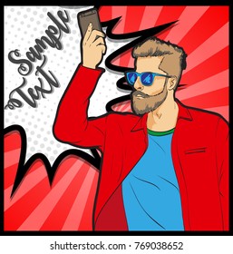 Pop Art Businessman Talking on the Phone. Vector illustration