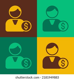Pop art Buyer icon isolated on color background.  Vector