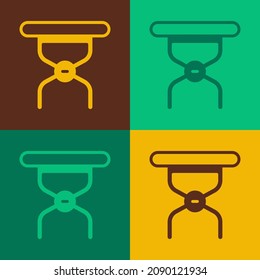 Pop art Camping portable folding chair icon isolated on color background. Rest and relax equipment. Fishing seat.  Vector
