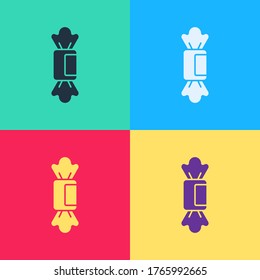 Icono de Candy de arte pop aislado en el fondo de color.  Vector