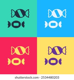 Icono de caramelo del arte del Pop aislado en fondo del color.  Vector