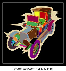Pop art a car. lowpoly a car.