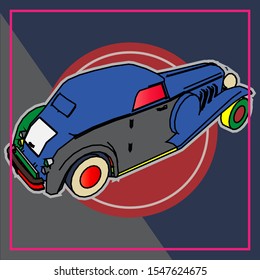 Pop art a car. lowpoly a car.