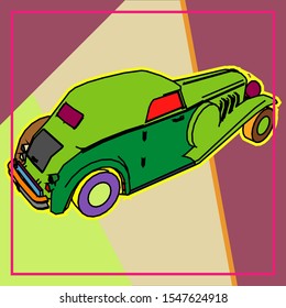 Pop art a car. lowpoly a car.