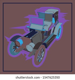 Pop art a car. lowpoly a car.