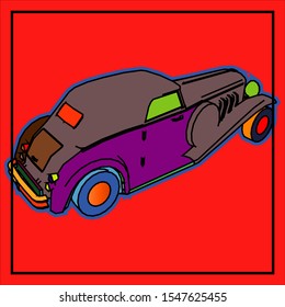 Pop art a car. lowpoly a car.