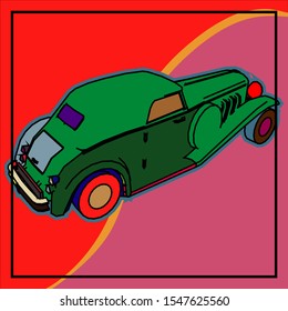 Pop art a car. lowpoly a car.