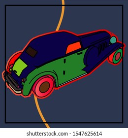 Pop art a car. lowpoly a car.