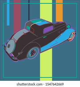 Pop art a car. lowpoly a car.