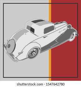 Pop art a car. lowpoly a car.
