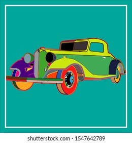 Pop art a car. lowpoly a car.