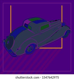 Pop art a car. lowpoly a car.