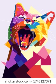 Pop art cat illustration. Creative animals art