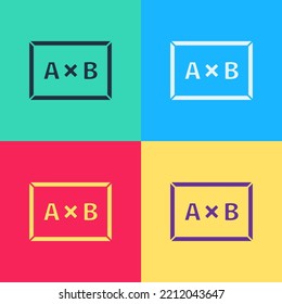 Pop art Chalkboard icon isolated on color background. School Blackboard sign.  Vector Illustration
