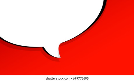 Pop art chat bubble in comics book style, blank layout template with halftone dots, comic speech. Clouds beams and isolated dots pattern. Thoughts bubble in pop art comics style on red.