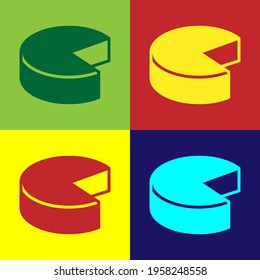 Pop art Cheese icon isolated on color background. Vector