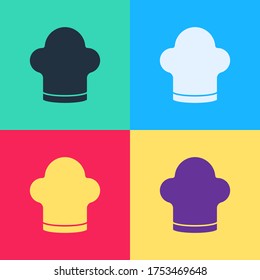 Icono de sombrero Pop art Chef aislado en fondo de color. Símbolo de cocina. Cocina sombrero.  Vector