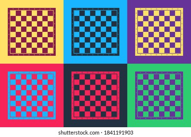Pop art Chess board icon isolated on color background. Ancient Intellectual board game. Vector.
