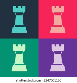 Pop art Chess icon isolated on color background. Business strategy. Game, management, finance.  Vector