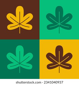 Pop art Chestnut leaf icon isolated on color background.  Vector