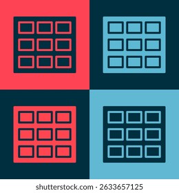Pop art Chocolate bar icon isolated on color background.  Vector