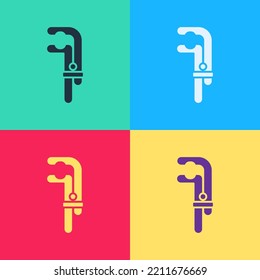 Pop art Clamp tool icon isolated on color background. Locksmith tool.  Vector Illustration