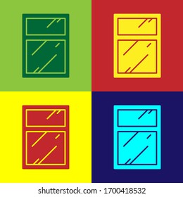 Pop art Cleaning service for windows icon isolated on color background. Squeegee, scraper, wiper. Vector Illustration