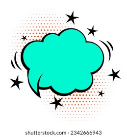pop art cloud bubble background with stars design vector