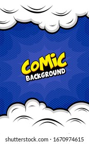 pop art cloud bubble. Funny speech bubble. Trendy Colorful retro vintage background in pop art retro comic style. Illustration easy editable 