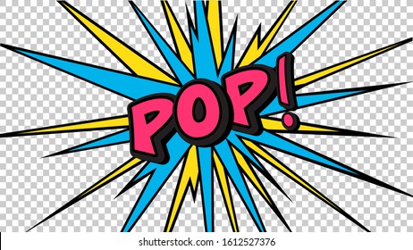 Pop, pop art cloud bubble. Smile, wow, pow, cool, ok, oops, wtf funny speech bubble. Trendy Colorful retro vintage background in pop art retro comic style. Illustration easy editable for Your design.