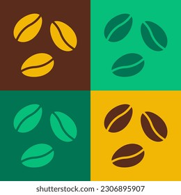 Pop art Coffee beans icon isolated on color background.  Vector