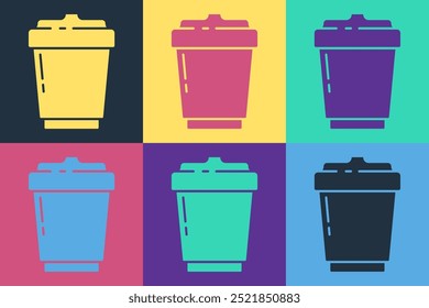 Pop art Coffee cup to go icon isolated on color background.  Vector Illustration