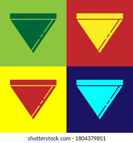 Pop art Coffee paper filter icon isolated on color background. Vector.