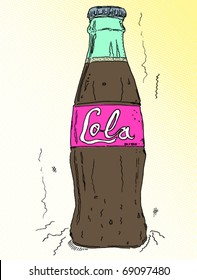 Pop Art Cola. Hand Drawn Vector Illustration.