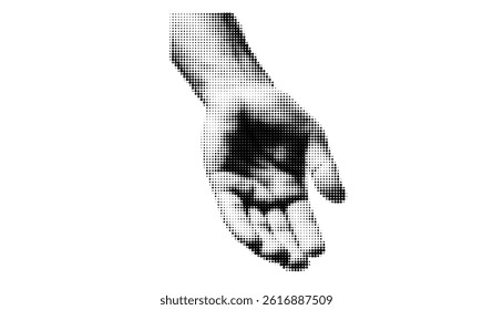Pop art collage of a strong female hand in motion. Gesture of protest, strength, and empowerment