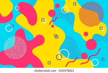 Pop art color background. Hipster style 80s-90s. Abstract colorful funky background