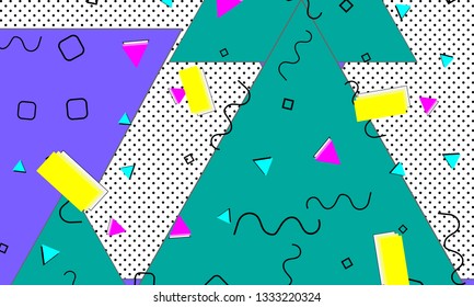 Pop art color background. Memphis pattern of geometric shapes for tissue and postcards. Vector Illustration. Hipster style 80s-90s. Abstract colorful funky background.