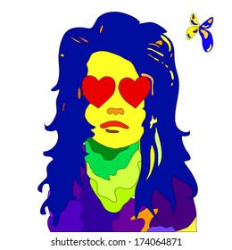 Pop - art colored portrait of young fashion woman