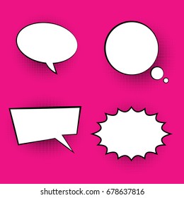pop art colored speech bubbles retro halftone dialog chat boxes text  frame  bubbles vector 